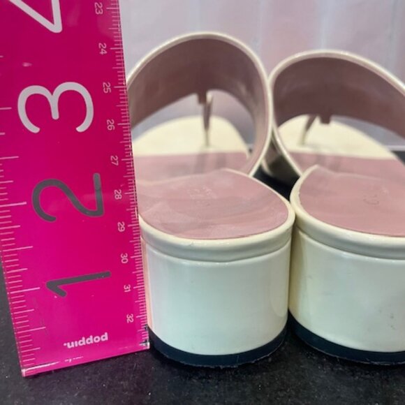 Gucci Made In Italy White Leather Thong Sandals Shoes Size 37.5 US 7.5 Stunning - Picture 13 of 14